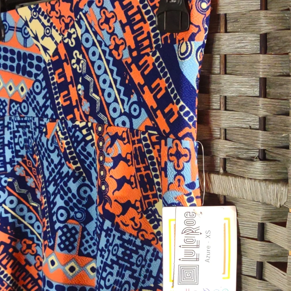 NWT LuLaRoe Graphic Geometric Azure Flare Skirt Multicolored
